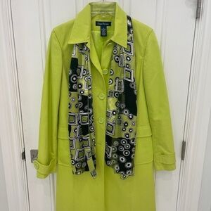 Evan Picone Lime green Trench‎ Coat* Size S*